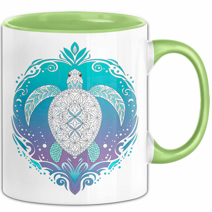 Schildkröte Tierliebhaber Tasse Geschenk Lustige Geschenkidee Spruch Schildkröten Mandala Grün Trendation