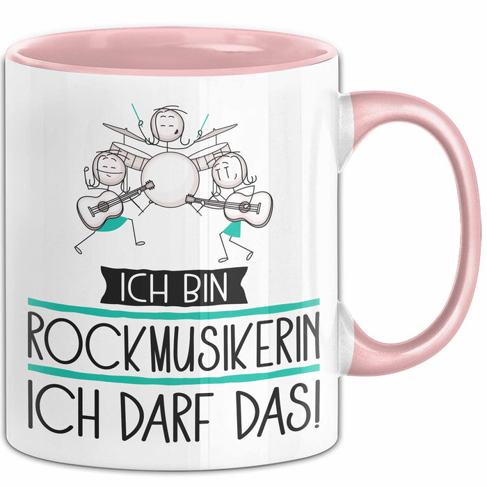 Geschenk für Rockmusikerin Tasse Lustige Geschenkidee Geburtstag Ich Bin Rockmusikerin Ich Darf Das Rosa Trendation