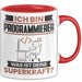 Programmierer Tasse Geschenk für Programmierer Geburtstag Lustiger Spruch Kaffee-Becher Was Ist Deine Superkraft Rot Trendation