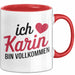 Karin Tasse Geschenk Ich Bin Vollkommen Karin Geschenkidee Geburtstag Rot Trendation