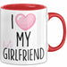 Valentinstag Tasse "I Love My Hot Girlfriend" Geschenk für Freundin Rot Trendation