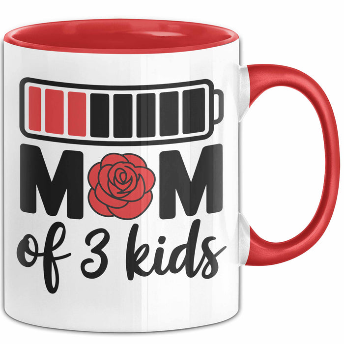 Mama Tasse Geschenk Mom Of 3 Kids Geschenkidee Mama Drei Kinder Muttertag Rot Trendation