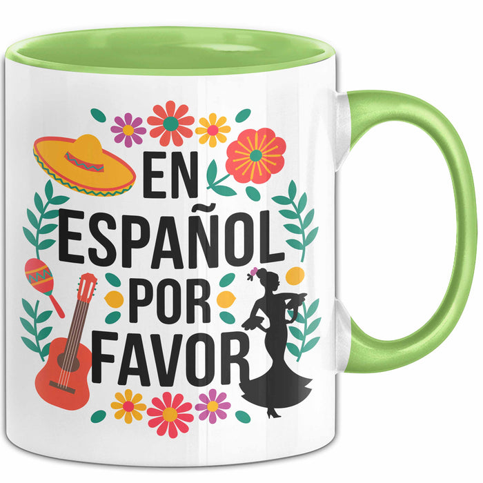 Spanischlehrer Unterricht Tasse Geschenk Lustige Geschenkidee Spruch En Español Por Favor Grün Trendation