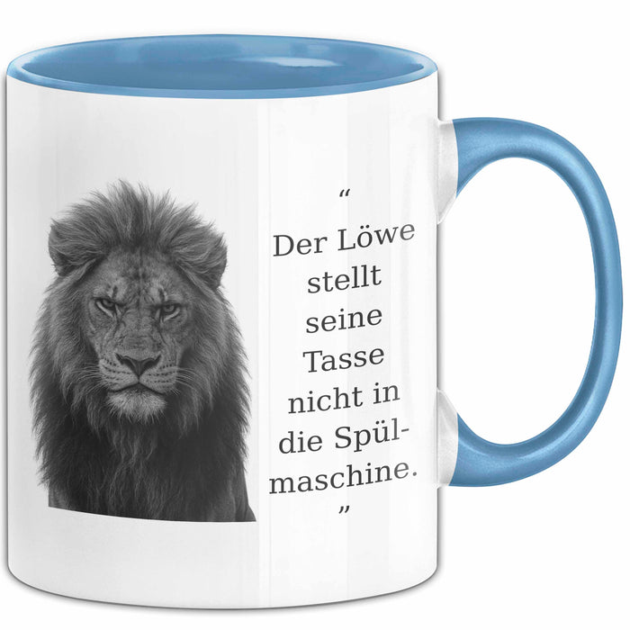 Der Löwe Stellt Seine Tasse Nicht In Die Spülmaschine Büro Becher Geschenk Lustig Blau Trendation