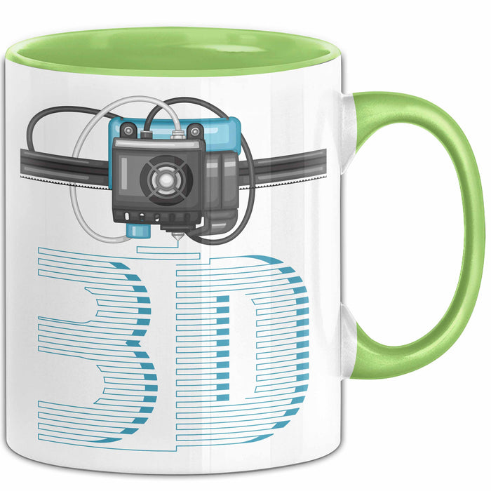 3D Drucker Tasse mit Grafik lustige Geschenkidee für Technikliebhaber Grün Trendation