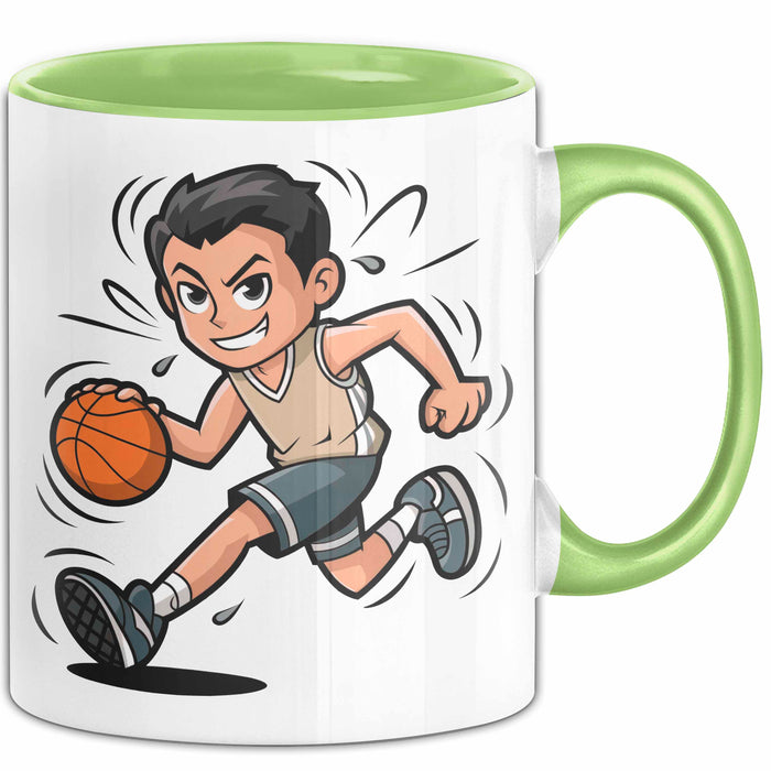 Basketballspieler Tasse Geschenkidee für Basketball Fans Grün Trendation