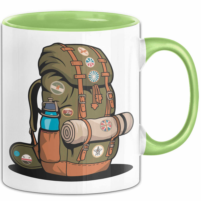 Rucksackreisender Tasse Geschenkidee für Wanderpfad Fans Grün Trendation