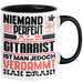 Gitarrist Geschenk Tasse Lustige Geschenkidee für Gitarrist Geburtstag Kaffee-Becher Niemand Ist Perfekt Aber Als Gitarrist Ist Man Nah Dran Schwarz Trendation