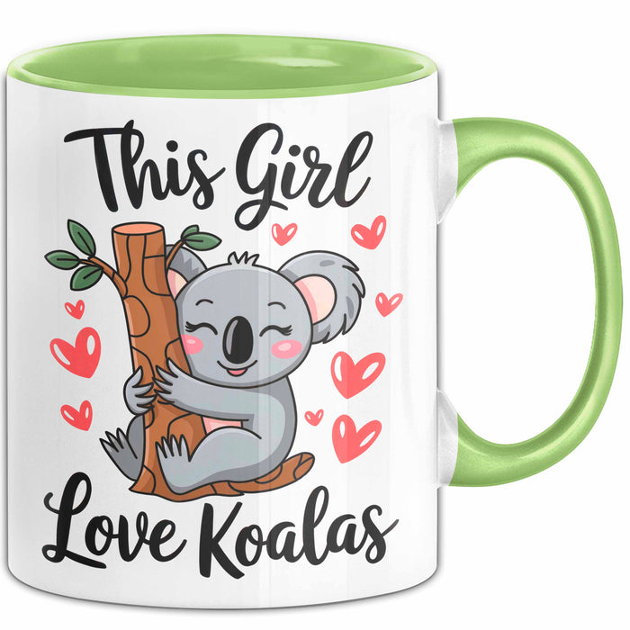 Koala Tierliebhaber Tasse Geschenk Lustige Geschenkidee Spruch Dieses Mädchen Liebt Koalas Grün Trendation