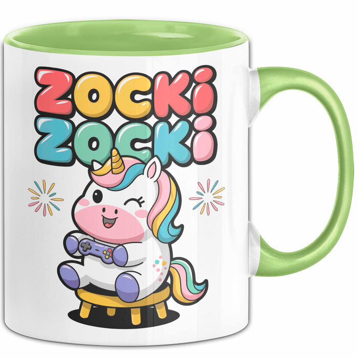 Gamer Gaming Liebhaber Tasse Geschenk Lustige Geschenkidee Spruch Zocki Zocki Grün Trendation