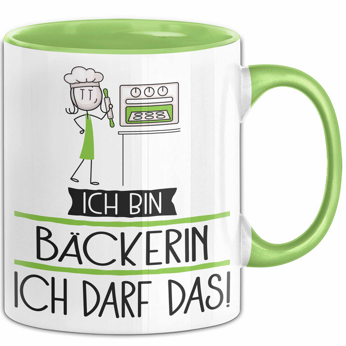 Geschenk für Bäckerin Tasse Lustige Geschenkidee Geburtstag Ich Bin Bäckerin Ich Darf Das Grün Trendation