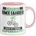 BMX-Fahrer Tasse Geschenk für BMX-Fahrer Geburtstag Lustiger Spruch Kaffee-Becher Was Ist Deine Superkraft Rosa Trendation