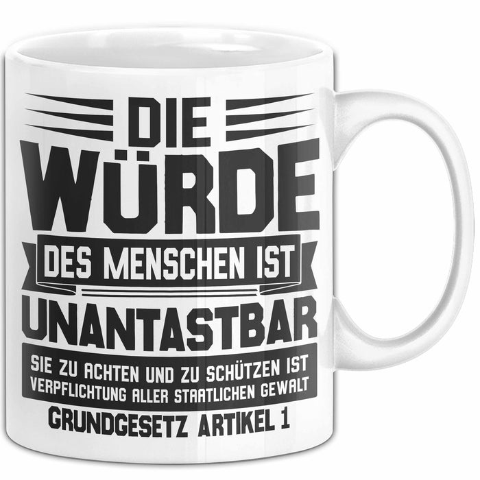 Jura Tasse Geschenk Die Würde Des Menschen Ist Unantastbar Geschenkidee Jurist Juristin Anwalt Becher Weiß Trendation