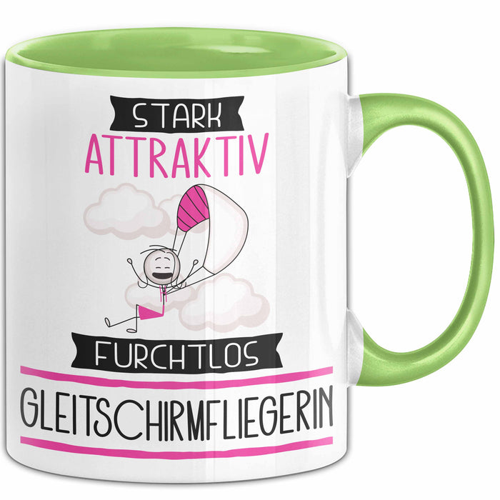 Gleitschirmfliegerin Tasse Geschenk Becher Stark Attraktiv Furchtlos Gleitschirmfliegerin Lustige Geschenkidee Grün Trendation