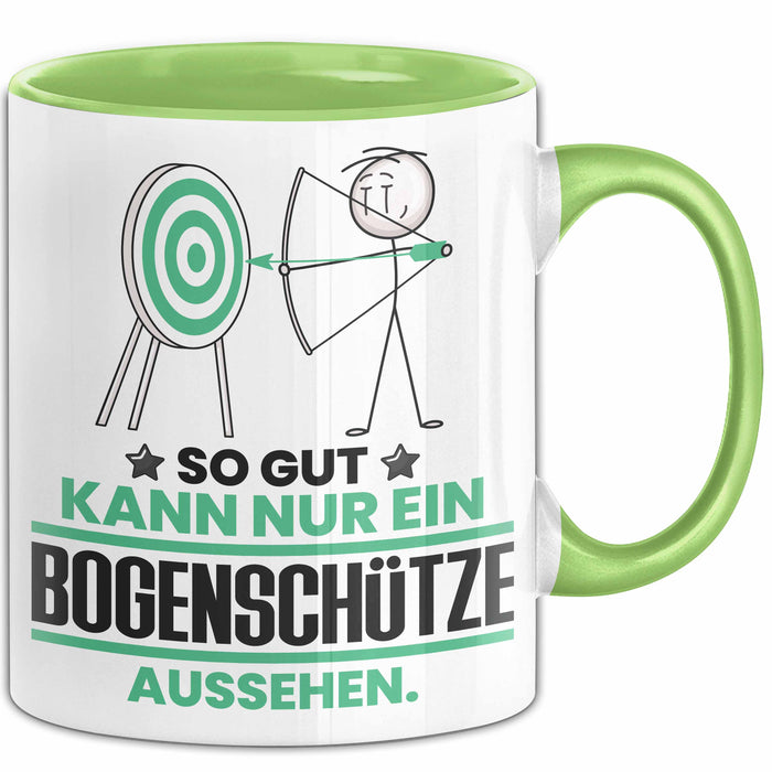 Bogenschütze Geschenk Tasse So Gut Kann Nur Ein Bogenschütze Aussehen Geschenkidee Kaffee-Becher Grün Trendation