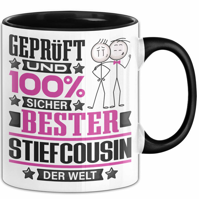 Stiefcousin Geschenk Lustiger Spruch für Stiefcousin Geschenkidee Bester Stiefcousin Der Welt Schwarz Trendation
