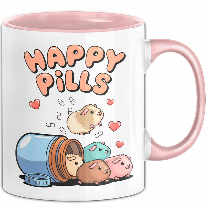 Meerschweinchen Tier Tasse Geschenk Lustige Geschenkidee Happy Pills Rosa Trendation