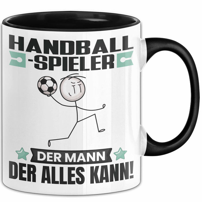 Handballspieler Tasse Geschenk für Handballspieler Der Mann Der Alles Kann Geschenkidee zum Geburtstag Schwarz Trendation
