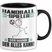 Handballspieler Tasse Geschenk für Handballspieler Der Mann Der Alles Kann Geschenkidee zum Geburtstag Schwarz Trendation