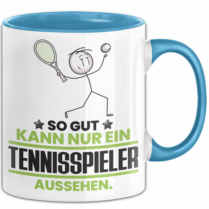 Tennisspieler Geschenk Tasse So Gut Kann Nur Ein Tennisspieler Aussehen Geschenkidee Kaffee-Becher Blau Trendation