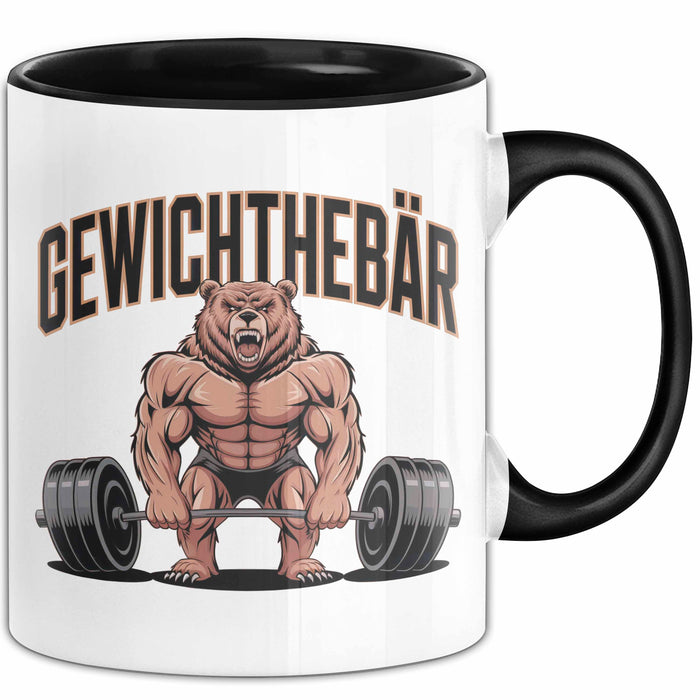 Gewichthebender Bär Tasse Geschenk Lustige Geschenkidee Spruch Gewichthebär Schwarz Trendation