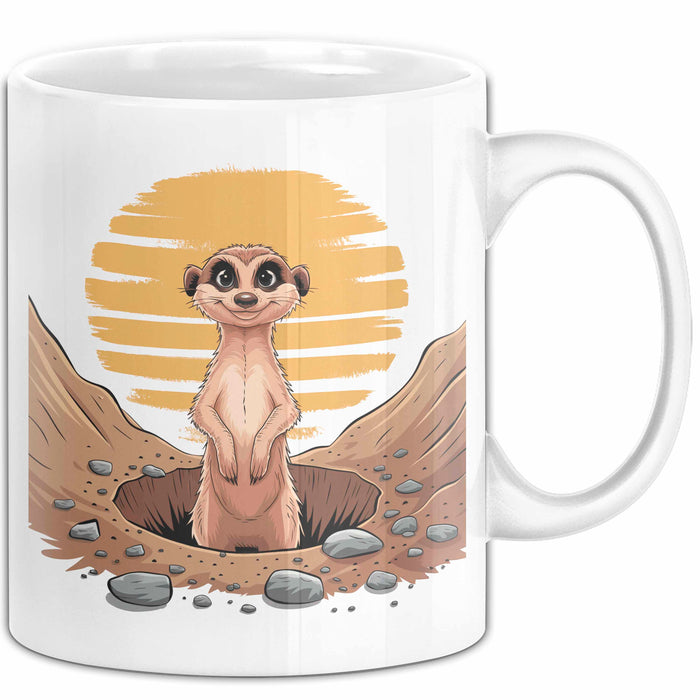 Erdmännchen Tier Tasse Geschenk Lustige Geschenkidee Spruch Weiß Trendation