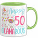 50er Geburtstag Tasse Geschenk Happy 50 And Glamarous Llama Alpaka Liebhaber Geschenkidee zum Geburtstag Grün Trendation