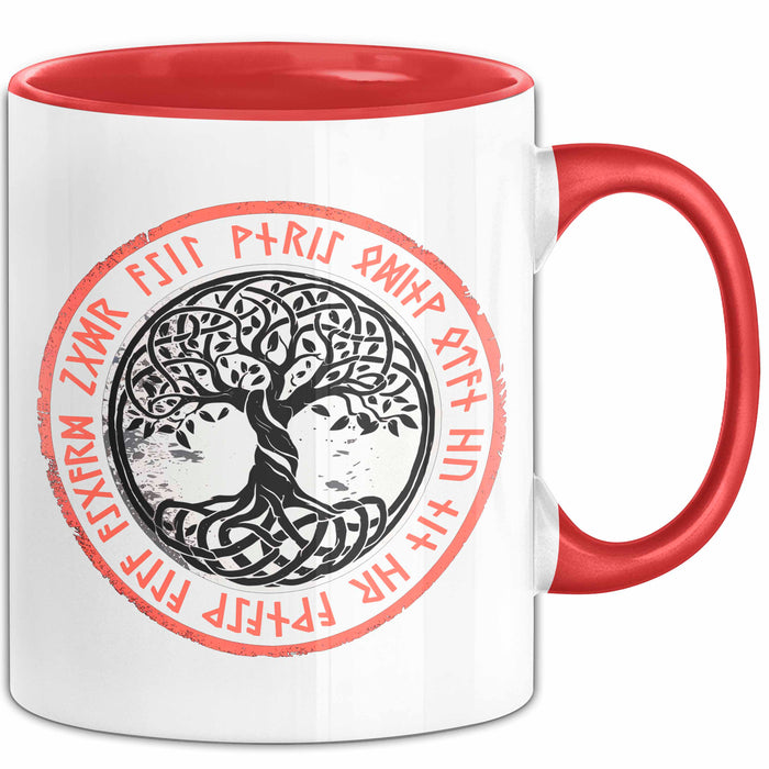 Keltischer Baum des Lebens Tasse Geschenk Geschenkidee Rot Trendation