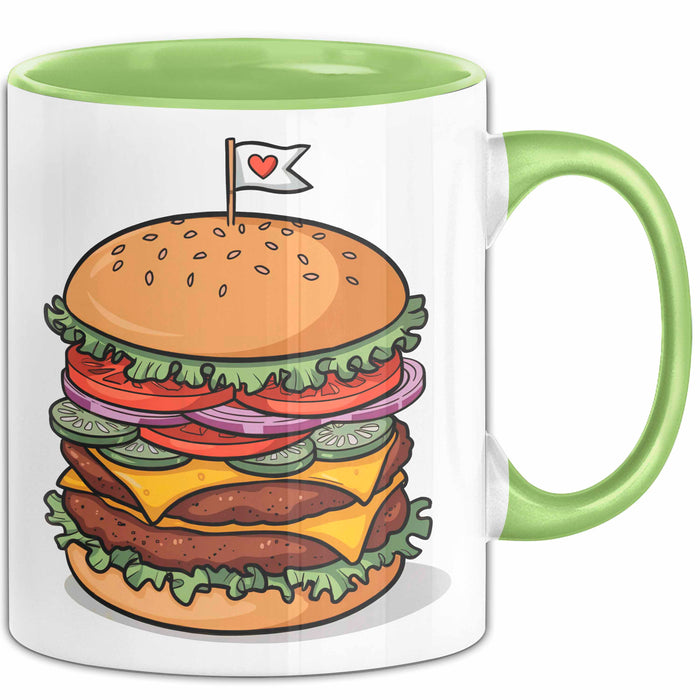 Burger Fan Tasse Geschenkidee für Grillmeister Grün Trendation