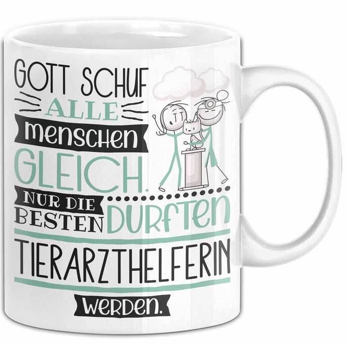 Tierarzthelferin Geschenk Becher Tasse Gott Schuf Alle Menschen Gleich Nur Die Besten Durfeten Tierarzthelferin Werden Geschenkidee Lustig Weiß Trendation