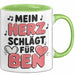 Romantische Liebe Tasse Geschenk Lustige Geschenkidee Spruch Mein Herz Schlägt Für Ben Grün Trendation