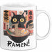 Katzen Tierliebhaber Tasse Geschenk Lustige Geschenkidee Spruch Katze Isst Ramen Nudeln Weiß Trendation