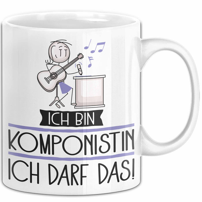 Geschenk für Komponistin Tasse Lustige Geschenkidee Geburtstag Ich Bin Komponistin Ich Darf Das Weiß Trendation