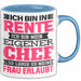 Rentner Tasse Geschenk Renteneintritt Geschenkidee Tasse Ich Bin In Rente Ich Bin Mein Eigener Chef Becher Blau Trendation