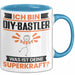 DIY-Bastler Tasse Geschenk für DIY-Bastler Geburtstag Lustiger Spruch Kaffee-Becher Was Ist Deine Superkraft Blau Trendation