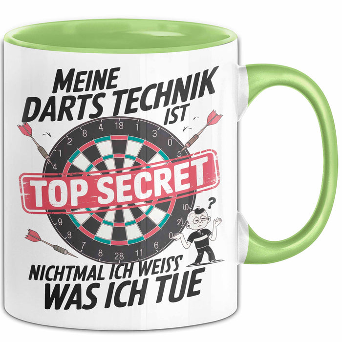 Dartspieler Tasse Geschenkidee Darts Technik Ist Geheim Grün Trendation