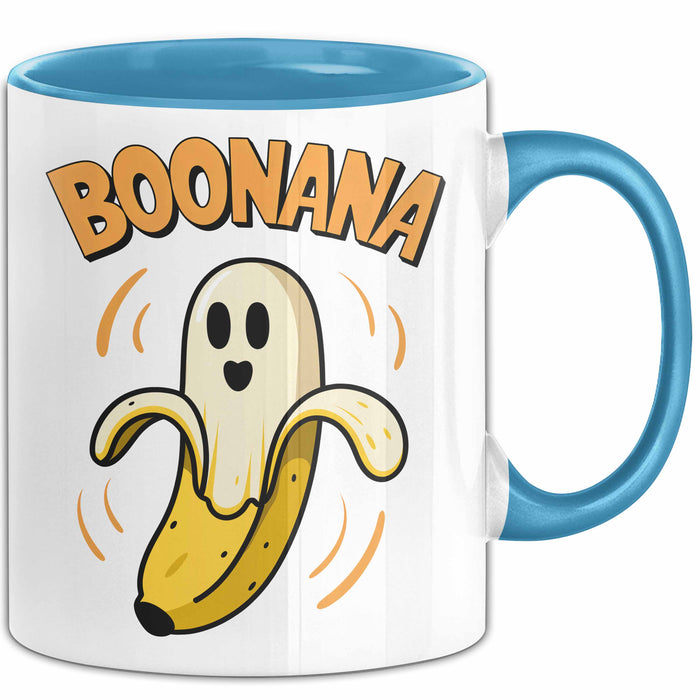 Banane Halloween Feier Tasse Geschenk Lustige Geschenkidee Spruch Boonana Blau Trendation