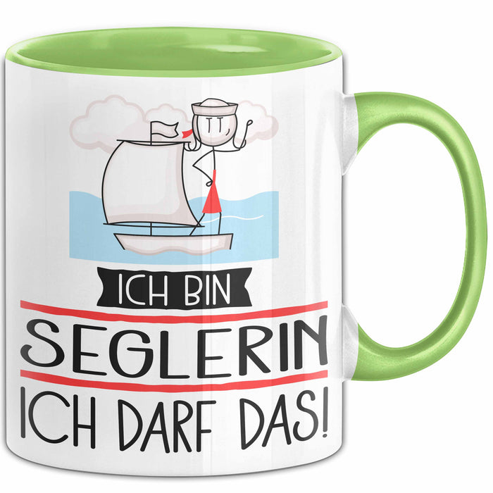 Geschenk für Seglerin Tasse Lustige Geschenkidee Geburtstag Ich Bin Seglerin Ich Darf Das Grün Trendation