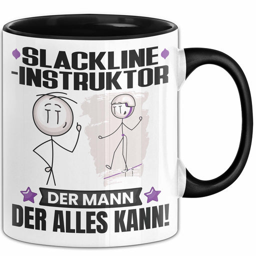 Slackline-Instruktor Tasse Geschenk für Slackline-Instruktor Der Mann Der Alles Kann Geschenkidee zum Geburtstag Schwarz Trendation