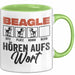 Beagle Hören Aufs Wort Tasse Geschenk Beagle Besitzer Mama Becher Grün Trendation