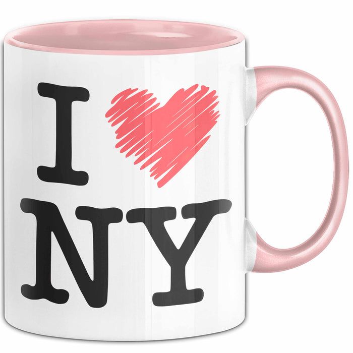 New York City USA Tasse Geschenk Lustige Geschenkidee Spruch Ich Liebe New York Rosa Trendation