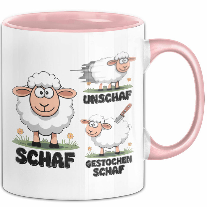 Schaf Tier Bauer Sarkasmus Tasse Becher Geschenk Lustige Geschenkidee Spruch Schaf Unschaf Gestochen Schaf Rosa Trendation