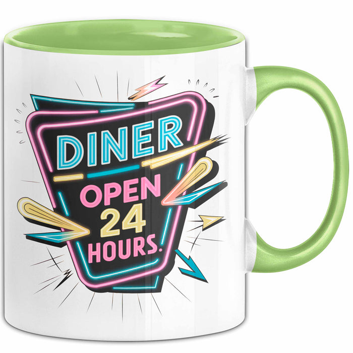 Diner Fan Tasse Geschenkidee für Retro Essen Liebhaber Grün Trendation