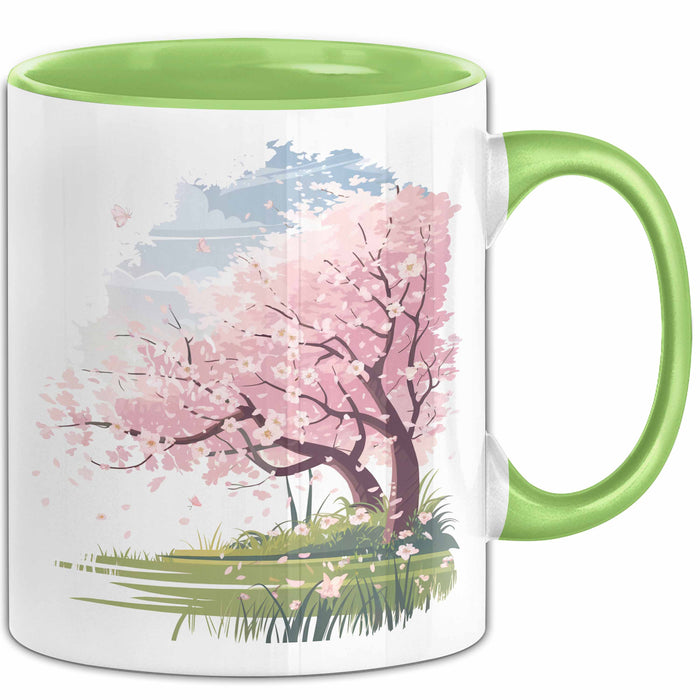 Frühlingszeit Tasse Geschenkidee für Naturliebhaber Grün Trendation