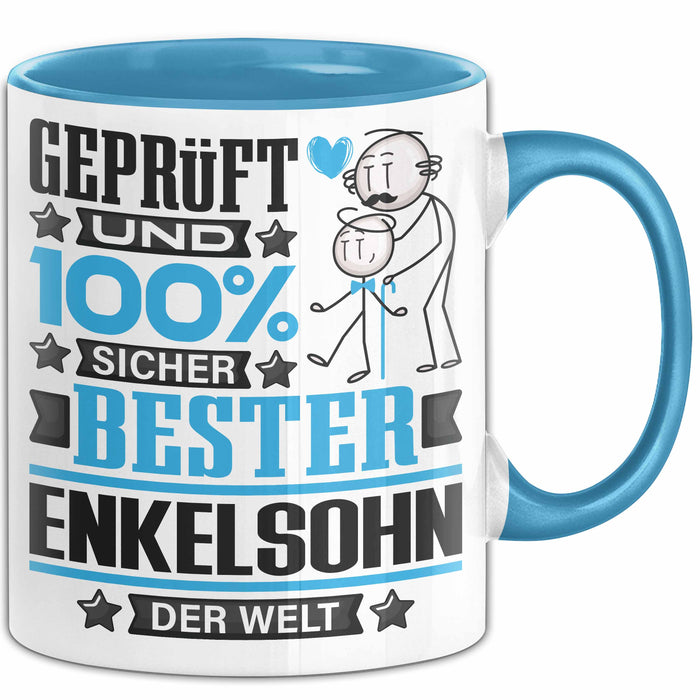 Enkelsohn Geschenk Lustiger Spruch für Enkelsohn Geschenkidee Bester Enkelsohn Der Welt Blau Trendation