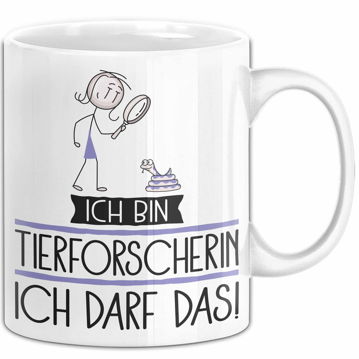 Geschenk für Tierforscherin Tasse Lustige Geschenkidee Geburtstag Ich Bin Tierforscherin Ich Darf Das Weiß Trendation