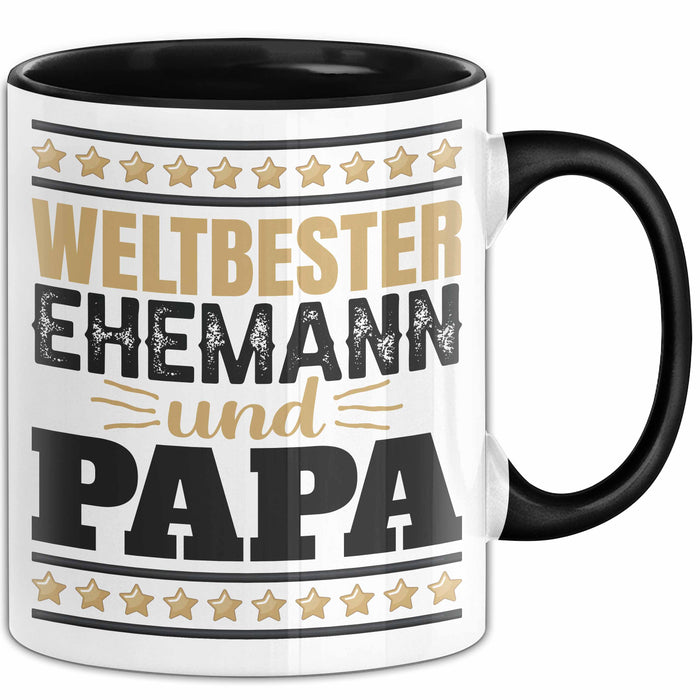 Lustige Tasse Geschenk Weltbester Ehemann Und Papa Becher Schwarz Trendation