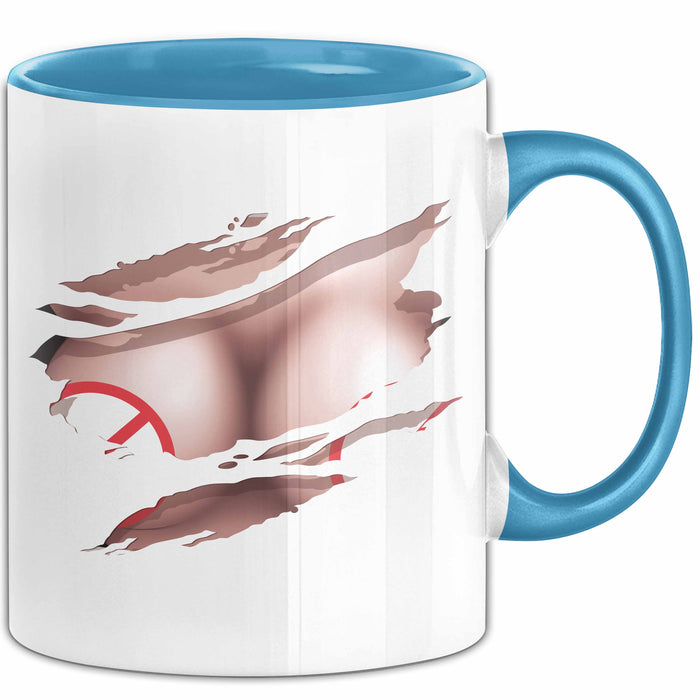 FSK18+ Tasse Geschenk Brüste Grafik Lustiger Spruch Humor Geschenkidee Blau Trendation