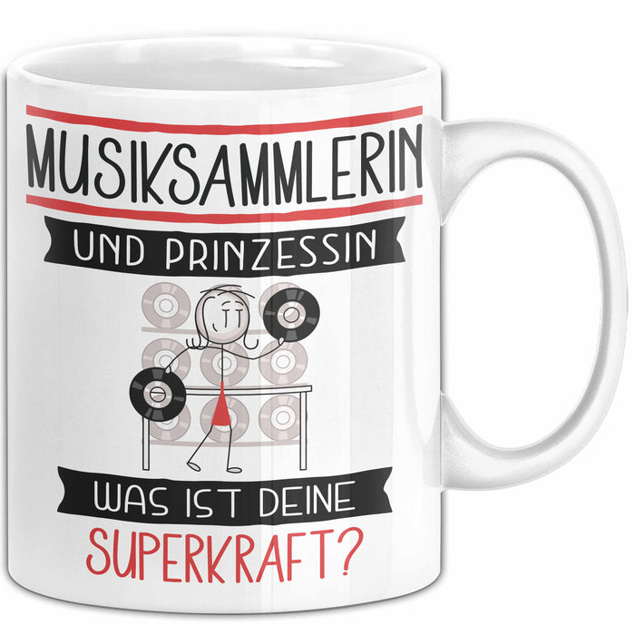 Musiksammlerin Und Prinzessin Tasse Geschenk Für Eine Musiksammlerin Geburtstag Was Ist Deine Superkraft Weiß Trendation