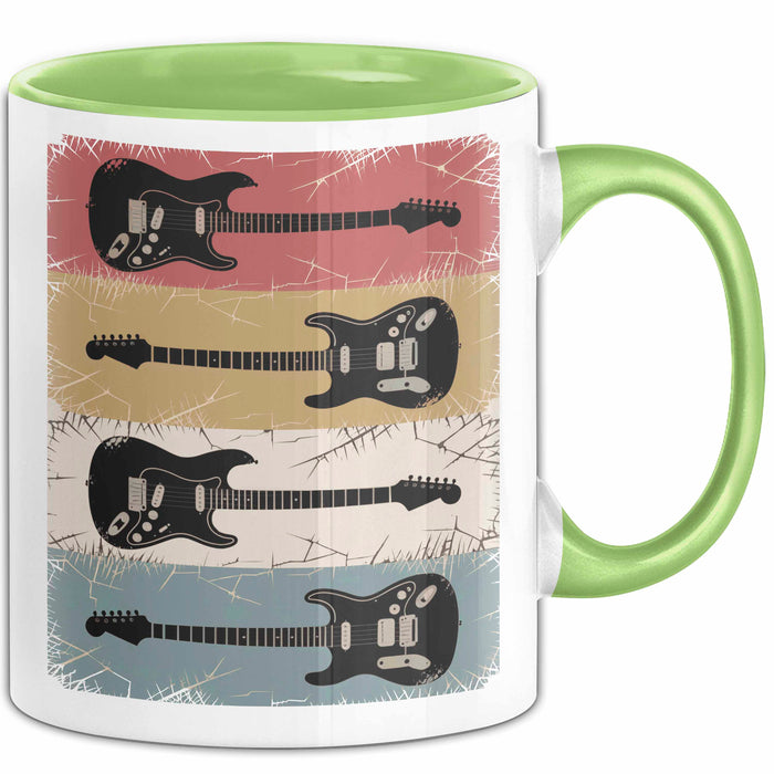 Gitarre Musik Retro Musiker Gitarrist Tasse Geschenk Lustige Geschenkidee Spruch Grün Trendation